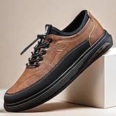 abordables Baskets-chaussures décontractées à lacets pour hommes en marron avec des accents noirs, conception durable pour un usage quotidien et des activités de plein air