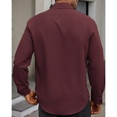 economico camicia da uomo con bottoni-Per uomo Camicia Camicia Estiva Camicia casual Camicia da Spiaggia Camicia con Bottoni Bianco Borgogna Verde militare Manica Lunga Semplice Bavero Vacanza Camicia hawaiana Bottonato Abbigliamento