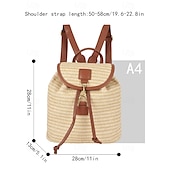 economico Zaini alla moda-zaino in paglia per donna – borsa da viaggio in rattan intrecciato boho con cinturini in pelle, zaino da spiaggia estivo chic, borsa casual per le vacanze e l&#039;uso quotidiano bianco rosa marrone