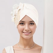 abordables Coiffure de mariage-Coiffure Mélange Polyester / Coton Chapeau souple Turbans Mariage Soirée Rétro Avec Perle Perlage Casque Couvre-chef
