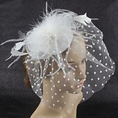 levne Fascinátory-Fascinátory Polyester 30. léta Se širší krempou Závojový klobouk Čajový dýchánek Kentucky Derby Dostih Dámský den koktejl Elegantní Vinobraní Jednoduchý S Peří MiniSpot Přílba Pokrývky Hlavy