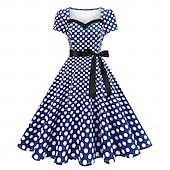 cheap Dresses-Retro Vintage 1950s Dress Swing Dress Polka dots Women&#039;s Carnival Masquerade Daily Wear Bachelorette Party Adults&#039; Dress Homecoming Dresses