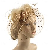levne Fascinátory-Fascinátory Polyester 30. léta Se širší krempou Závojový klobouk Čajový dýchánek Kentucky Derby Dostih Dámský den koktejl Elegantní Vinobraní Jednoduchý S Peří MiniSpot Přílba Pokrývky Hlavy