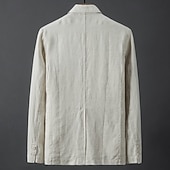 billige Herre Klassiske Blazere-Herre Blazer i lin Sport Coat Fritid / hverdag Strandbryllup Mote Lettvekt Alle årstider Lin i bomull Ensfarget Grunnleggende Enkelt Brystet To-knapp Blazer Hvit Himmelblå Beige