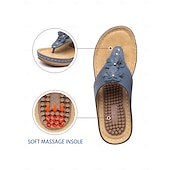 cheap Comfort Sandals-Women&#039;s Flip-Flop Wedge Sandals with Massage Footbed – Floral Bohemian Thong Slippers for Casual Summer, Beach and Outdoor Comfort