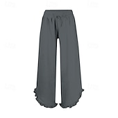 abordables Pantalones-Mujer Pantalones cortos de lino y algodón Pantalones inspirados en el lino Pantalones de lino y algodón Ropa de calle Casual Longitud total Cintura Media Plano Asimétrico Diseño de cordón elástico