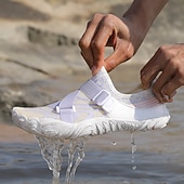 preiswerte Sneaker für Herren-Barfuß-Wasserschuhe für Herren – weiß und orange, schnelltrocknend, verstellbarer Klettverschluss – ideal für Strand- und Wasseraktivitäten