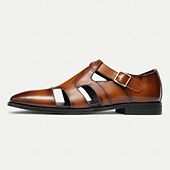economico Sandali in pelle premium-sandali da pescatore in vera pelle da uomo con doppi cinturini monk - calzature eleganti per abbigliamento casual da lavoro ed eventi