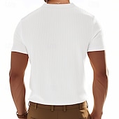 abordables Camiseta informal tipo henley-Hombre Camiseta con botones Camiseta Henley Shirt Tee Manga Corta Henley Verano Primavera Plano Moda Design Básico Jacquard Vacaciones Calle Noche Negro Blanco Rojo Camiseta superior para hombre