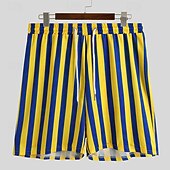 preiswerte T-Shirts-Sets für Männer-Herren T-Shirt Anzüge 2-teiliges Outfit T-Shirt und Shorts Kurzarm Hemdkragen Sommer Streifen Mode Lässig 2 teilig Urlaub Alltagskleidung Ausgehen Gelb Top T-Shirt für Herren