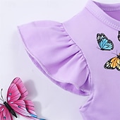 tanie Casualowe sukienki-Dzieci Dla dziewczynek Sukienka Motyl Bez rękawów Na zewnątrz Codzienny Falbana Moda Godny podziwu Poliester Do kolan Codzienne sukienki Sukienka A line Lato 4 lata + Rumiany róż Fioletowy
