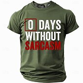 お買い得  メンズおもしろTシャツ-男性の面白い皮肉のグラフィックTシャツ - 皮肉なしのゼロ日引用トップ