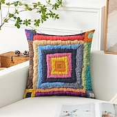 baratos Estilo Vintage-Capa de Almofada Decorativa de Patchwork Geométrico 1PC Capa de Almofada Quadrada Macia para Sofá Capa de Almofada para Quarto Sala de Estar