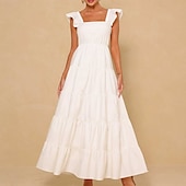 preiswerte Kleid-Retro Vintage Mittelalterlich Renaissance Midlänge Kleid Ausgestelltes Kleid Flattrige Ärmel Regentschaft inspiriert Damen Karneval Valentinstag Hochzeit Urlaub Alltagstauglich Erwachsene Kleid