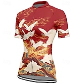 abordables Maillots de mujer-Mujer Maillot de Ciclismo Animal Flor Manga Corta Bicicleta Camiseta Maillot con 3 bolsillos traseros MTB Bicicleta Montaña Secado rápido Diseño Anatómico Capilaridad Transpirable Deportes Negro Rojo