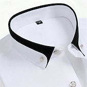 cheap Men&#039;s Button Down Shirts-Men&#039;s Dress Shirt Button Down Shirt Solid / Plain Color Wedding Light Blue White Light Green Pink Long Sleeve Square All Seasons Clothing Apparel Color Block