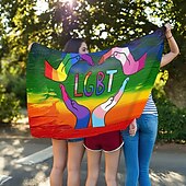 お買い得  ガーデンフラッグ、バナー-6月プライド月間 LGBTQ LGBT プライドフラッグ レインボー ハッピープライド屋外装飾 屋内用 グロメット付き 家庭 庭装飾 休日バナーサイン