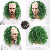 abordables Perruques de fête-Perruque Synthétique Ondulé Tissage bouclé Coupe Asymétrique Avec Bandeau Fabriqué à la machine Perruque 30 pouces A1 Cheveux Synthétiques Homme Classique Confortable Dégradé de Couleur Vert