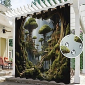 Недорогие Водонепроницаемые шторы-водонепроницаемые наружные шторы для уединения, уличные шторы, раздвижные шторы для патио, шторы для перголы, люверсы, грибной лес для беседки, балкона, крыльца, вечеринки