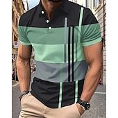  Ανδρικά Πουκάμισο γκολφ Μπλουζάκια Golf Polos Causal Δουλειά Πέτο Κοντομάνικο Βασικό Μοντέρνα Ριγέ Κουρελού Κουμπιά Καλοκαίρι Κανονικό Ροζ+Πορτοκαλί Σκούρο Ροζ Γκρίζο Πουκάμισο γκολφ