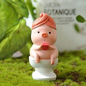 economico Statue-statua animale in miniatura a forma di maiale, decorazione da giardino in resina impermeabile dipinta a mano, piccola statuetta di maiale per casa, cortile, patio, bonsai, ornamento animale in