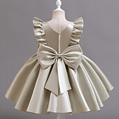 preiswerte Partykleider-Kleinkind Mädchen Partykleid Blumen Ärmellos Hochzeit Party Gerafft Reißverschluss Knotenbinde Niedlich Prinzessin Polyester Knielang Partykleid Sommer Frühling Herbst 4-7 Jahre Weiß Champagner
