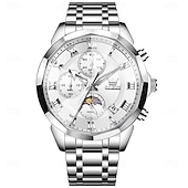 baratos Relógios Quartz-Relógio Masculino OLEVS 3675 Original Relógio de Negócios Masculino Espelho HD em Forma de Losango À Prova D&#039;Água Relógio de Cronometragem Fase Lunar Top Luxo Relógio Masculino Fashion