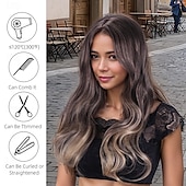 abordables Perruques Synthétiques Sans Bonnet-Perruque Synthétique Ondulé Curl en spirale Tresse Avec frange Fabriqué à la Machine Perruque 24 pouces A1 Cheveux synthétiques Femmes Epais Confortable Dégradé de couleur Multicolore Couleur mixte