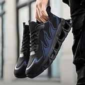 preiswerte Herren Laufschuhe-Sportliche Herren-Sneaker, auffälliges Flammen-Design in Schwarz und Rot, Sportschuhe zum Laufen und fürs Fitnessstudio