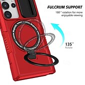 お買い得  サムスン用ケース-Samsung Galaxy S24 Ultra Plus S24 FE S23 Ultra Plus S22 Plus Ultra用電話ケーススタンドホルダー付きマグネットサポートワイヤレス充電レトロPC