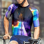 abordables Maillots pour hommes-Homme Maillot de cyclisme Manche Courte Cyclisme T-shirt Maillot avec 3 poches arrière VTT Vélo tout terrain Respirant Séchage Rapide Design Anatomique Évacuation de l&#039;Humidité Noir Arc-en-ciel Des