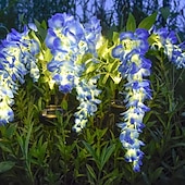 tanie Światła ścieżki i latarnie-2 szt. lamp solarnych LED na zewnątrz, lampa ogrodowa, kwiat wisteria, oświetlenie patio, wodoodporne oświetlenie LED na ścieżkę, trawnik, ogród, dziedziniec, chodnik, dekoracja świąteczna