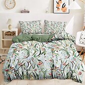 billiga 100% bomull-Blommig Duvet-set 100% Bomull Mjuk och Andningsbar Sängkläder med Färgglada Glasblommor Lätt och Hållbar Täcke Bekväm för alla säsonger Lätt att ta hand om