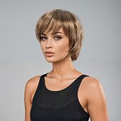 abordables perruque plus âgée-Perruque Synthétique Ondulé Vague d&#039;eau Coupe dégradée Coupe Asymétrique Fabriqué à la Machine Perruque 12 pouces A1 Cheveux synthétiques Femmes Classique Confortable Cheveux Mèches / Balayage Blond
