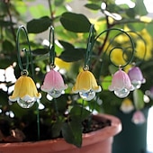 cheap Garden Sculptures&amp;Statues-9 Pcs Lily of The Valley Garden Stakes Decor Metal Yard Art Ornaments Spring Summer Resin Flower Garden Stakes Outdoor Lawn Pathway Patio Plant Pot, Flower Bed