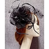 economico Fascinator-Fascinatori Cappello da velo di rete in piuma Matrimonio Ladies Day Con copricapo in petali di piuma