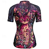 お買い得  ウィメンズジャージ-女性用 サイクリングジャージー 半袖 バイク Tシャツ ジャージー 3つのリアポケット付き マウンテンサイクリング 高通気性 速乾性 人間工学デザイン ウィッキング ブルー ミントグリーン ダークグリーン 猫 スポーツ 衣類