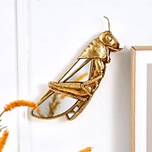 economico sculture murali-decorazione da parete in resina dorata con passero e cavalletta, design con intarsi a specchio, ornamento unico da appendere per gli amanti degli uccelli, decorazione per la casa, le feste e lo zoo