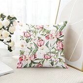 billiga blom- och växtstil-Blomsterdekorerade kastkuddar överdrag 1 styck mjukt kvadratiskt soffkuddöverdrag kuddfodral för sovrum vardagsrum soffa stol