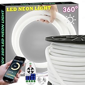 זול רצועות נורות LED-360 רצועת LED ניאון עם אפליקציית bluetooth תזמון סינכרון מוזיקה 10-132 רגל גמיש/עמיד למים/לד חבל אור שלט רחוק 23 מפתחות מתאים לבית/גן/בניין קישוט DIY decoration ac220v