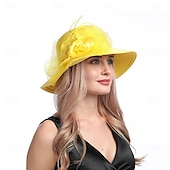 billige Partyhatter-Hatter Organza Solhatt Ferie Te Fest Hesteveddeløp Cocktail Elegant Vintage Søt Med Blomster Hodepryd Hodeplagg