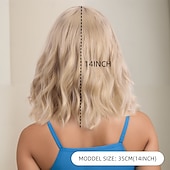 お買い得  トレンドの合成ウィッグ-人工毛ウィッグ ウェーブ カーリーウィーブ アシメントリー・ヘアカット ニートバング 機械製 かつら 14 インチ A1 合成 女性用 クラシック 快適 カラーグラデーション ライトブラウン