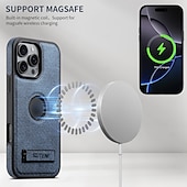 Недорогие Чехлы для iPhone-телефон Кейс для Назначение iPhone 16 Про Макс Плюс Айфон 15 Про Макс Плюс iPhone 14 13 12 Pro Max Plus Кейс на заднюю панель со стендом Магнитный Поддержка беспроводной зарядки Ретро ТПУ ПК Кожа PU