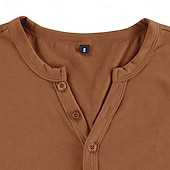 levne Ležérní tričko Henley-Pánské Tričko Tričko Henley Tričko Top Krátké rukávy Bez vzoru Módní Základní Knoflíky Do V Dovolená ulice Jdeme ven Léto Bílá Námořnická modř Hnědá Tričko Henley