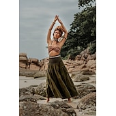economico Fondi-Retrò Vintage Medievale Rinascimento Maxi Gonna Fiera del Ren Vichinghi Elfico Elastico in vita Ispirato alla Reggenza Tinta unica Per donna Fantasia Mascherata Vacanza Casual Quotidiano LARP Adulti