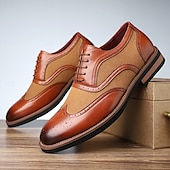 abordables Officiel-Homme Brogue Brogue Cuir PU Respirant Confortable Antidérapant À lacets Noir Jaune Rouge Automne Hiver
