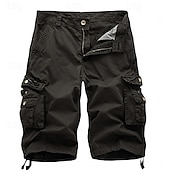 baratos Clássico-Homens Bermuda Cargo Calção Shorts de verão Bolso multi Bolso com aba Tecido Conforto Vestível Comprimento do joelho Ao ar livre Esporte Diário Moda Casual Preto Vinho