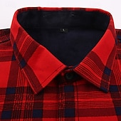 cheap Men&#039;s Button Up Shirts-Men&#039;s Shirt Casual Shirt Beach Shirt Fleece Shirt Button Up Shirt Red Royal Blue Blue Orange Green Long Sleeve Plaid Lapel Vacation Hawaiian Pocket Clothing Apparel Polyester Fashion Casual