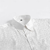 levne Pánské společenské košile-Pánské Saténová košile Košile k obleku Leopard Svatební Venkovní Černá Bílá Dlouhý rukáv Límeček Léto Jaro Oblečení