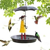 cheap Backyard Birding &amp; Wildlife-Outdoor Iron Hanging Bird Feeder, Umbrella Girl Bird Feeder, Garden Patio Bird Feeding Station, Metal Craft Ornament for Outdoor Decor